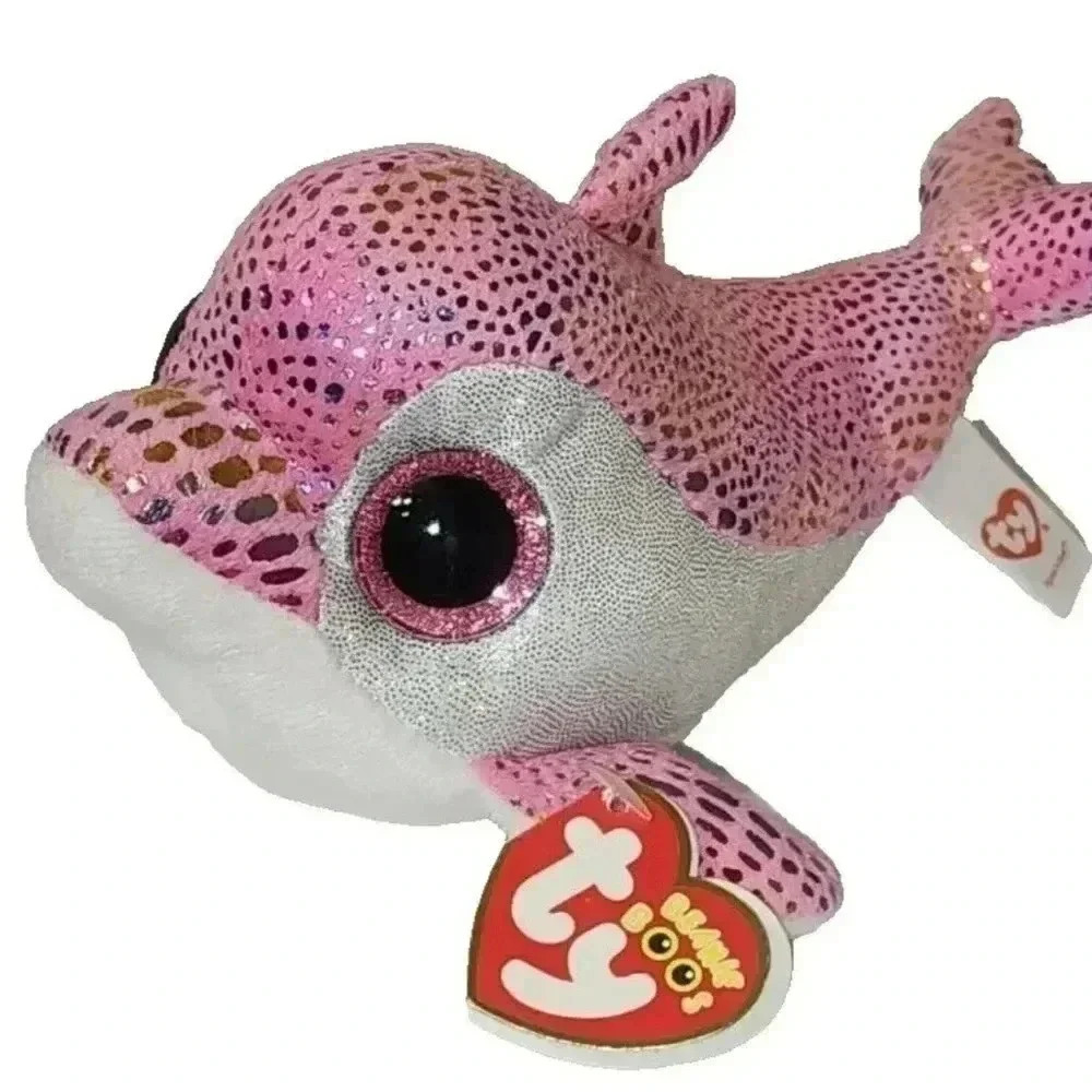 Ty Beanie Boos SPARKLES Pink Dolphin 6" Retired 2014 NEW Mint Tags Glitter Eyes